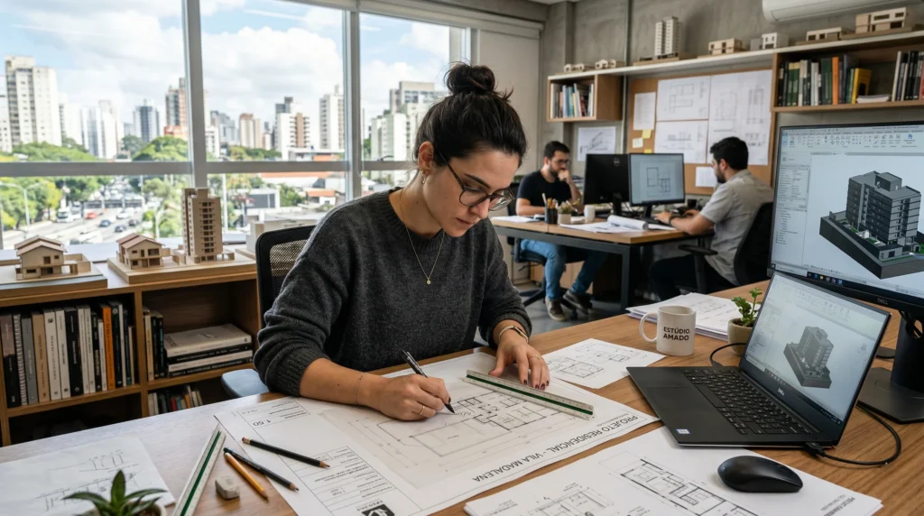 projeto sendo criado em escritório