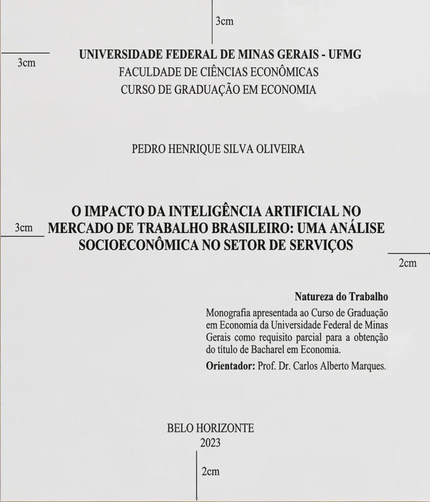 capa de um trabalho academico
