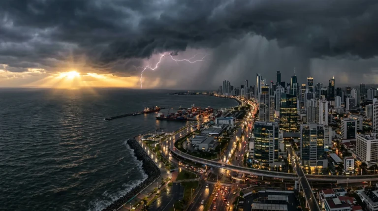 cidade em uma eminente tempestade