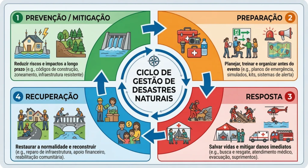 ciclo de preparação de desastres naturais