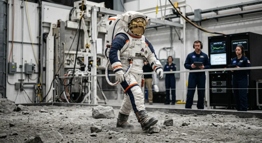 Novo traje espacial AxEMU para a próxima ida do homem à lua do programa Artemis