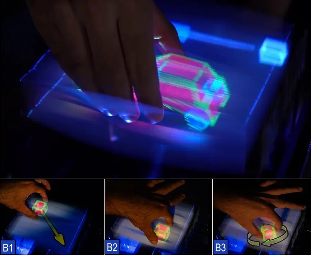holograma sendo manipulado