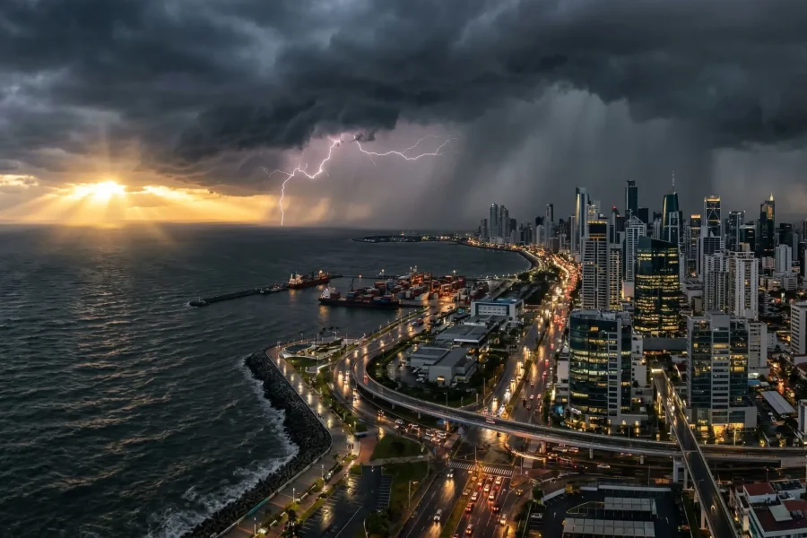 cidade em uma eminente tempestade